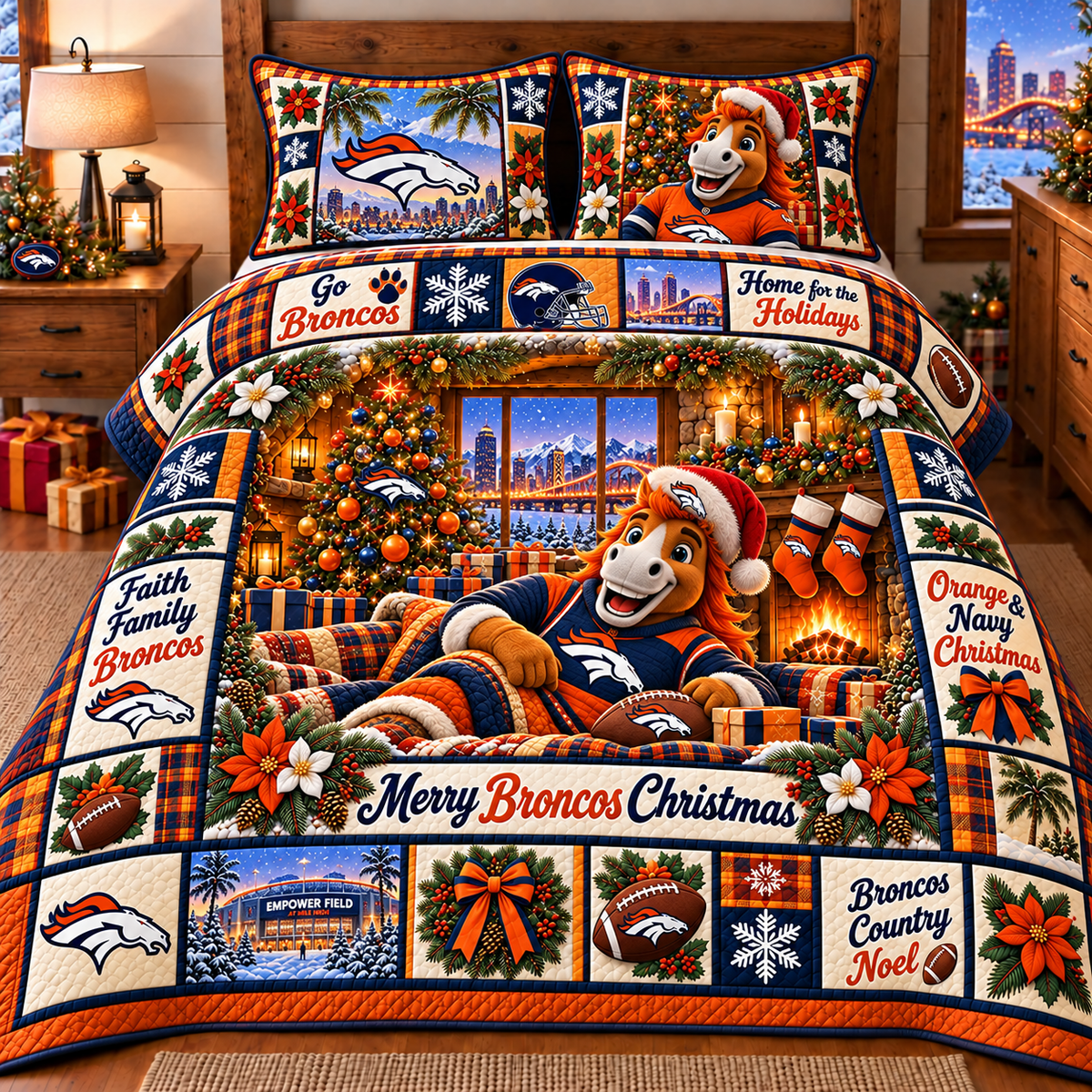 Denver Broncos NFL Special Christmas Bedding Set Gift For Fan