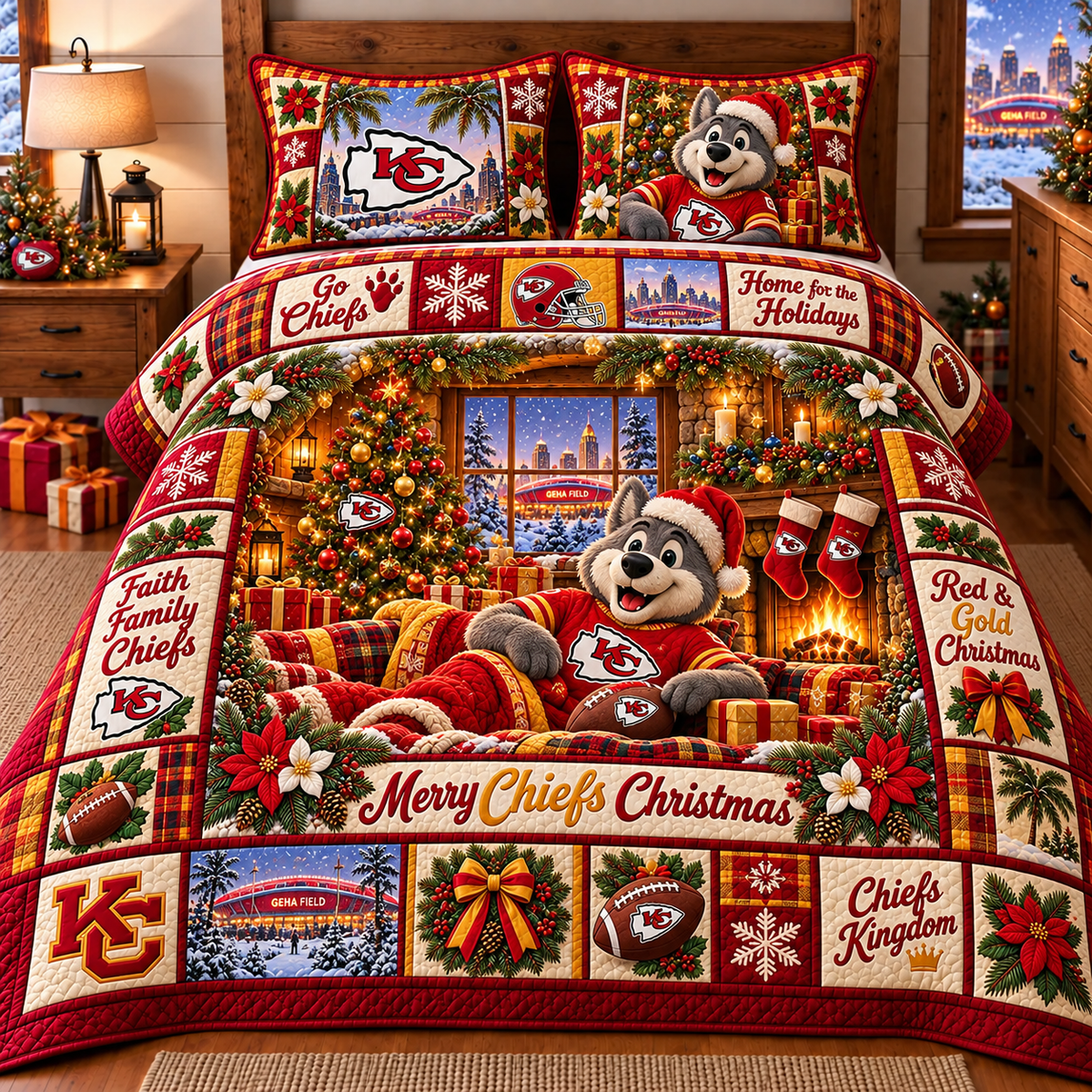 Kansas City Chiefs NFL Special Christmas Bedding Set Gift For Fan