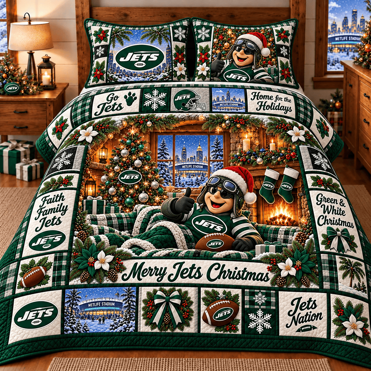 New York Jets NFL Special Christmas Bedding Set Gift For Fan