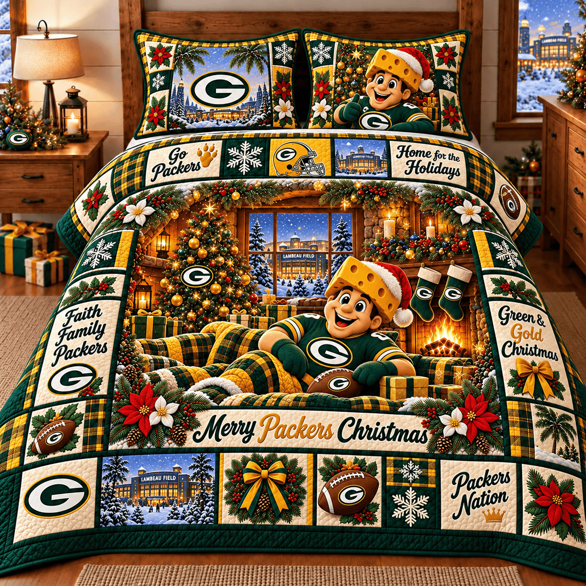 Green Bay Packers NFL Special Christmas Bedding Set Gift For Fan