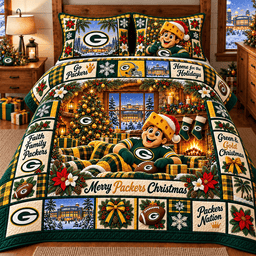 Green Bay Packers NFL Special Christmas Bedding Set Gift For Fan