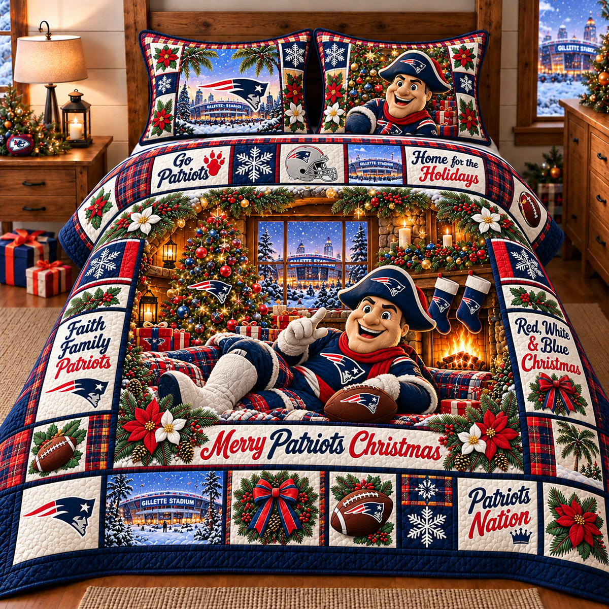 New England Patriots NFL Special Christmas Bedding Set Gift For Fan