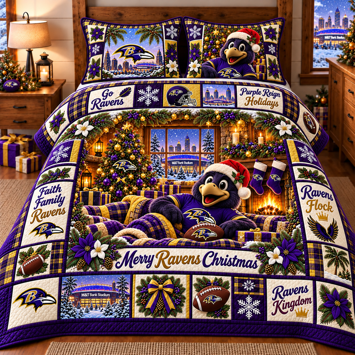 Baltimore Ravens NFL Special Christmas Bedding Set Gift For Fan