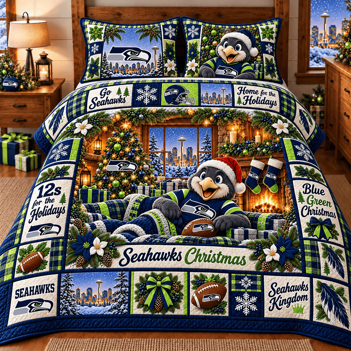 Seattle Seahawks NFL Special Christmas Bedding Set Gift For Fan