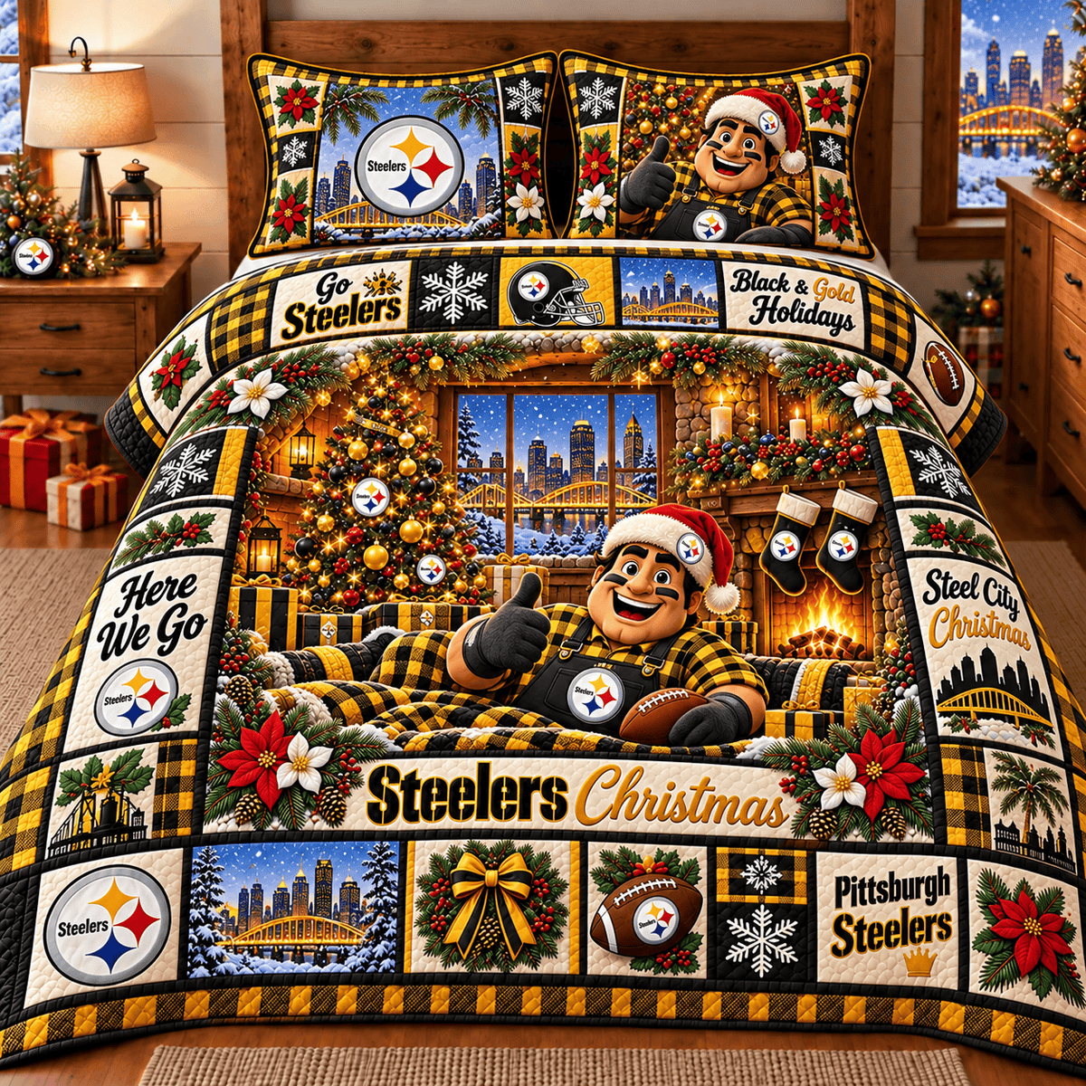 Pittsburgh Steelers NFL Special Christmas Bedding Set Gift For Fan