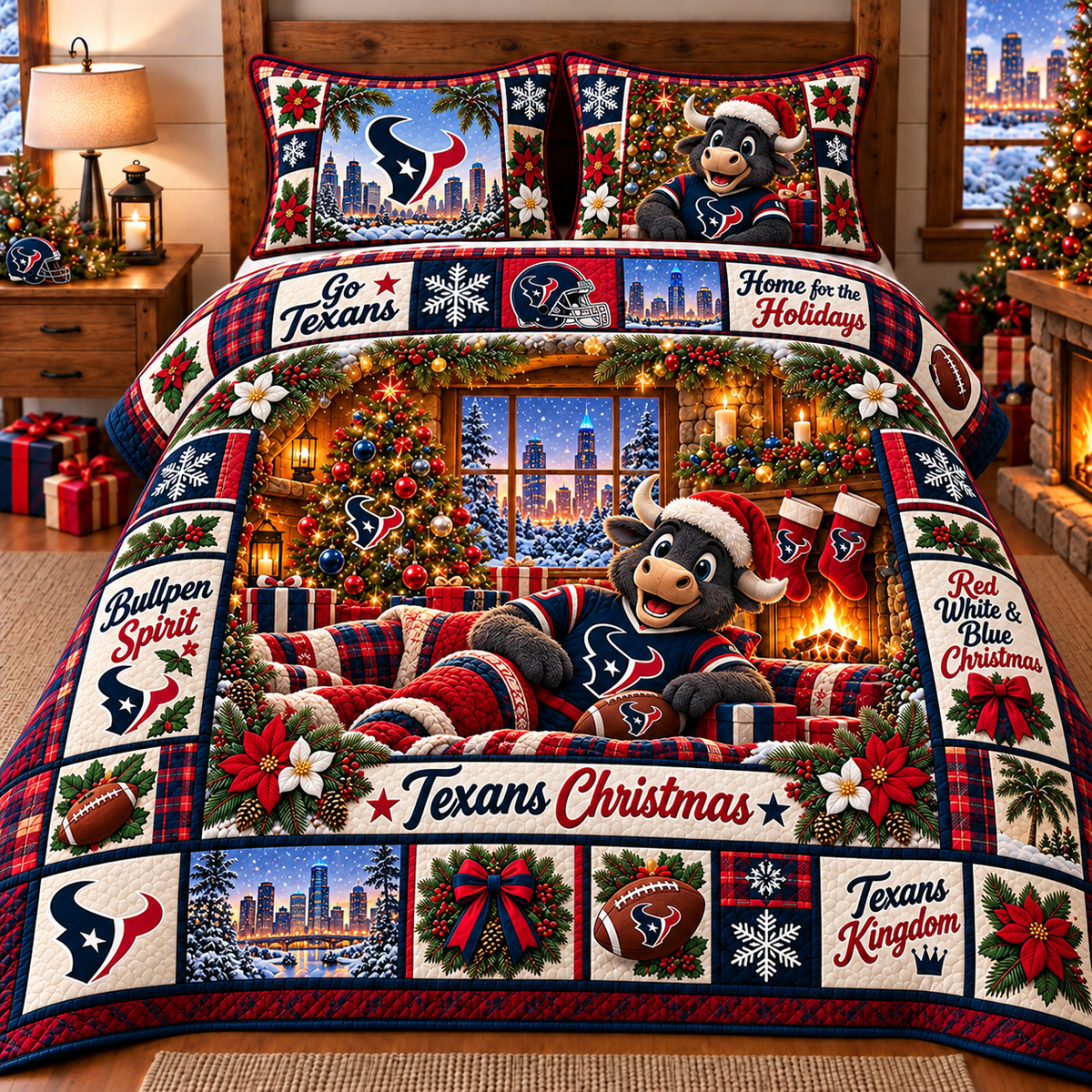 Houston Texans NFL Special Christmas Bedding Set Gift For Fan