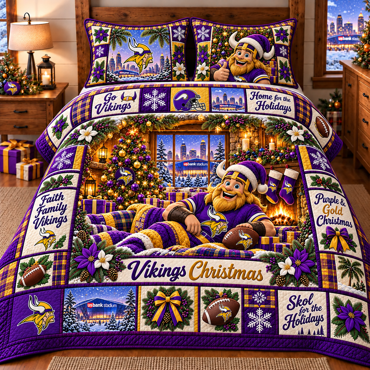 Minnesota Vikings NFL Special Christmas Bedding Set Gift For Fan