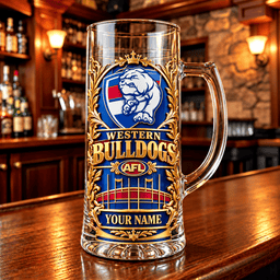 Western Bulldogs AFL NEW HANDLE GLASS MUG CUSTOM ANY NAME GIFTS