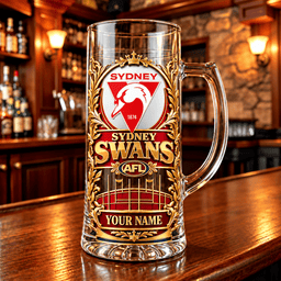 Sydney Swans AFL NEW HANDLE GLASS MUG CUSTOM ANY NAME GIFTS