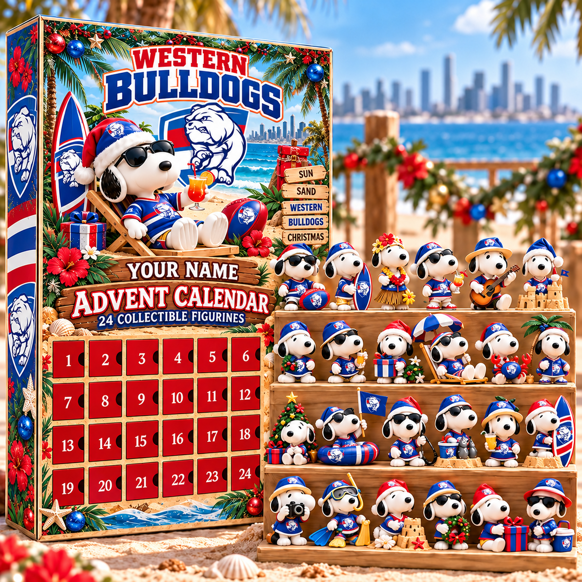 Western Bulldogs AFL Team x Snoopy Advent Calendar Box Custom Any Name Gifts