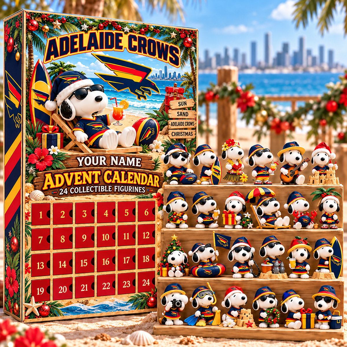 Adelaide Crows AFL Team x Snoopy Advent Calendar Box Custom Any Name Gifts