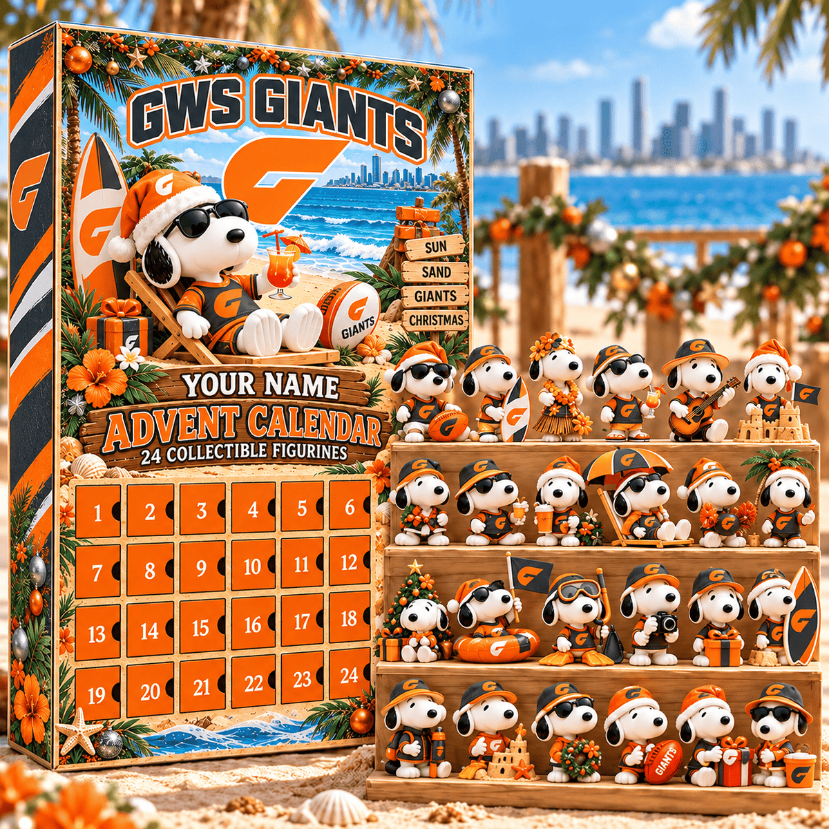 GWS Giants AFL Team x Snoopy Advent Calendar Box Custom Any Name Gifts