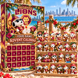 Brisbane Lions AFL Team x Snoopy Advent Calendar Box Custom Any Name Gifts