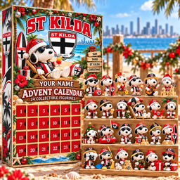 St Kilda Saints AFL Team x Snoopy Advent Calendar Box Custom Any Name Gifts