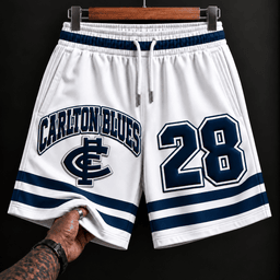 Carlton Blues AFL New White Short Pants Custom Any Number Gifts