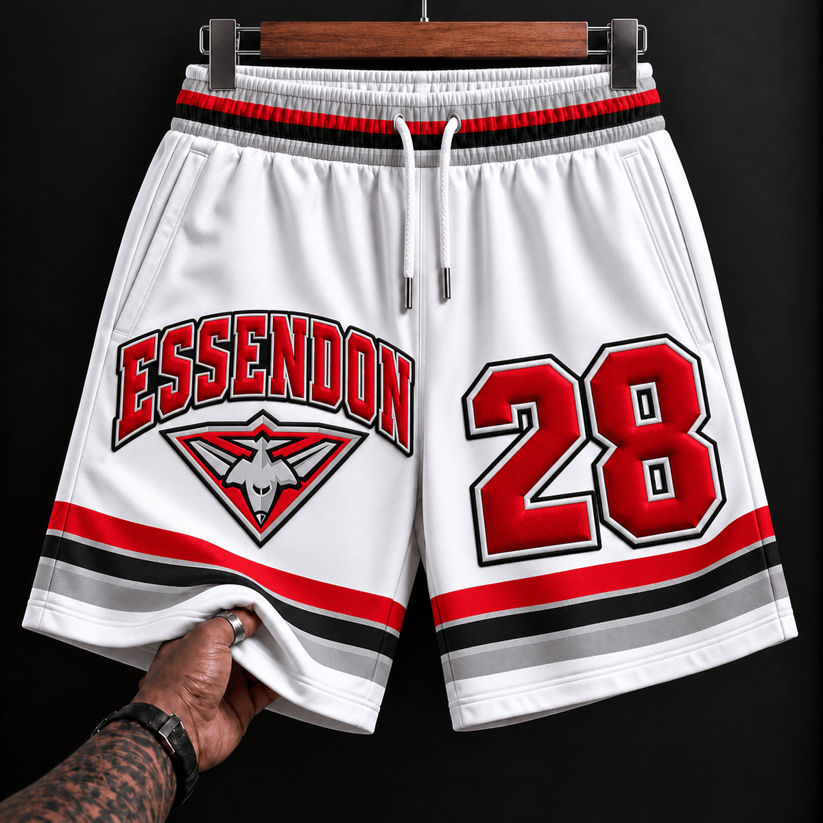 Essendon Bombers AFL New White Short Pants Custom Any Number Gifts