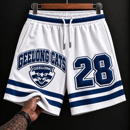 Geelong Cats AFL New White Short Pants Custom Any Number Gifts