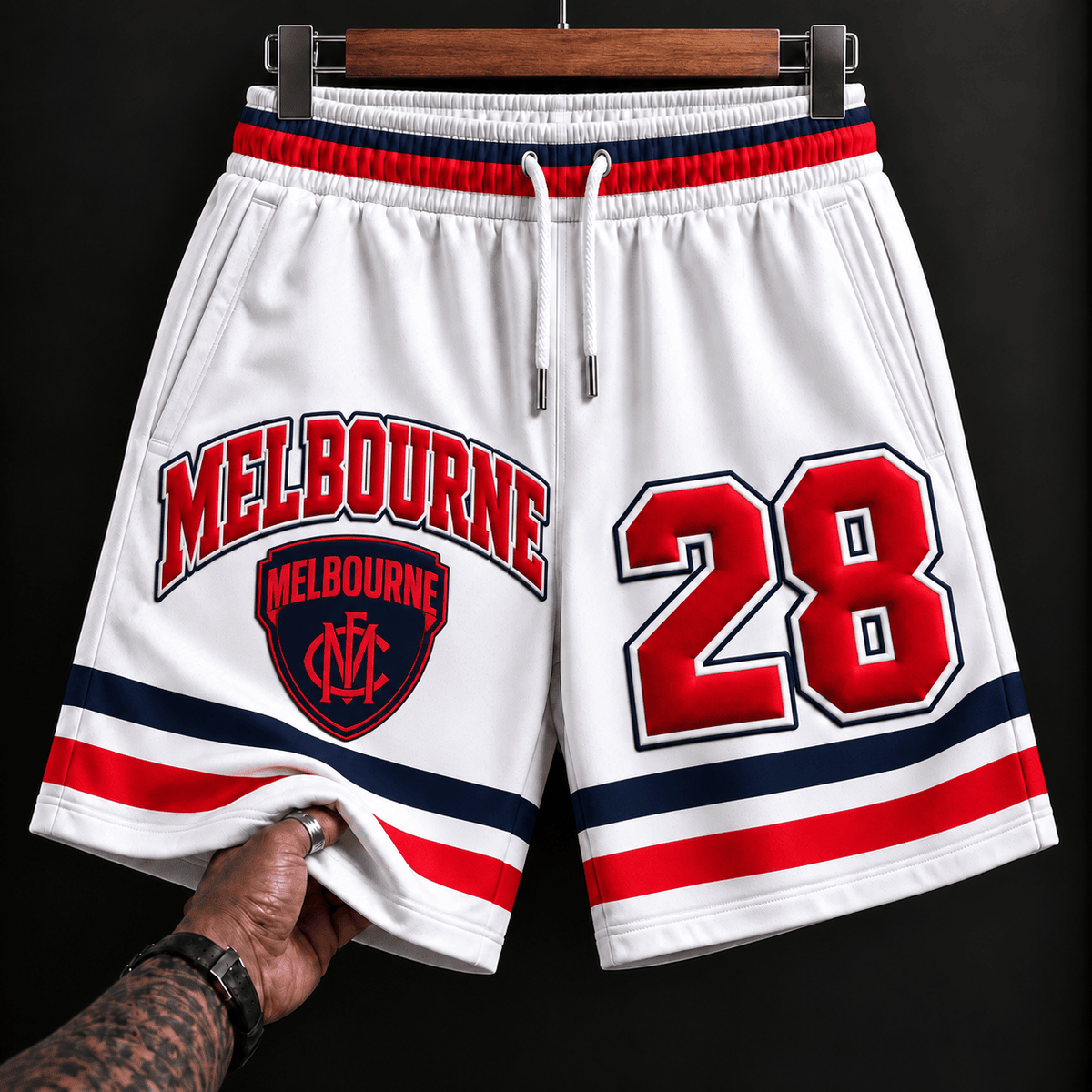 Melbourne Demons AFL New White Short Pants Custom Any Number Gifts