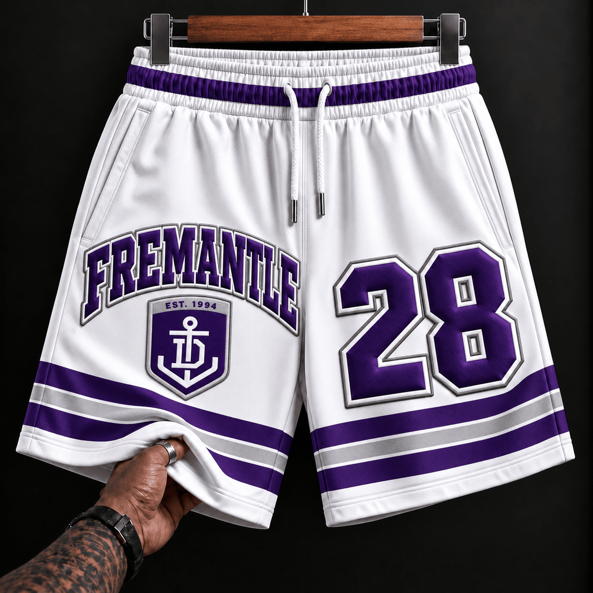 Fremantle Dockers AFL New White Short Pants Custom Any Number Gifts
