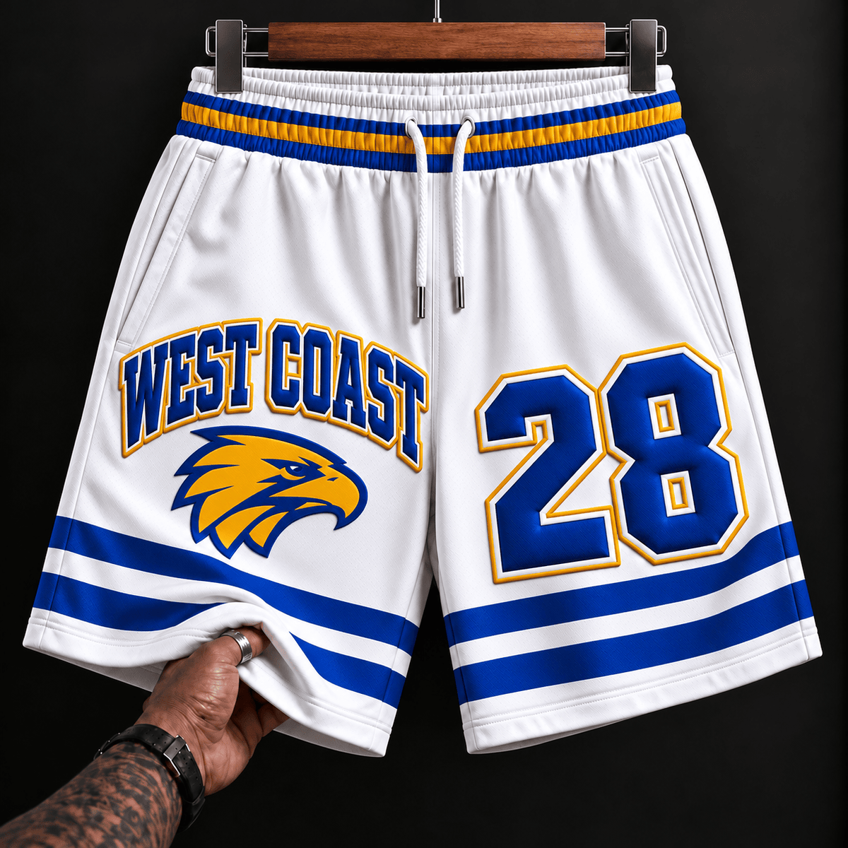 West Coast Eagles AFL New White Short Pants Custom Any Number Gifts