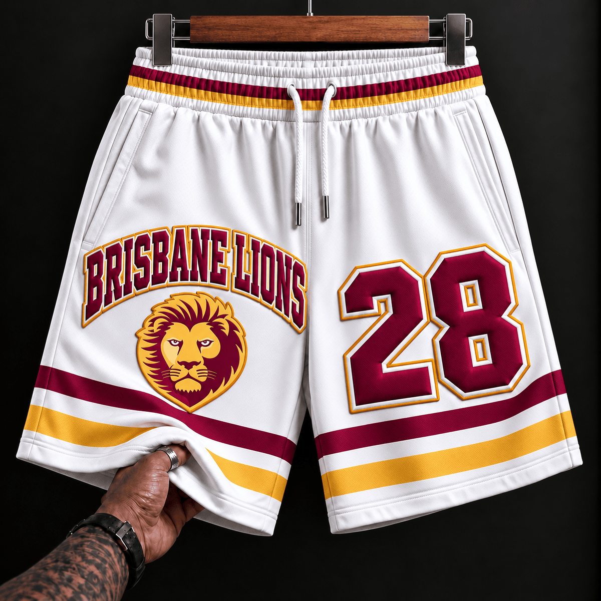 Brisbane Lions AFL New White Short Pants Custom Any Number Gifts