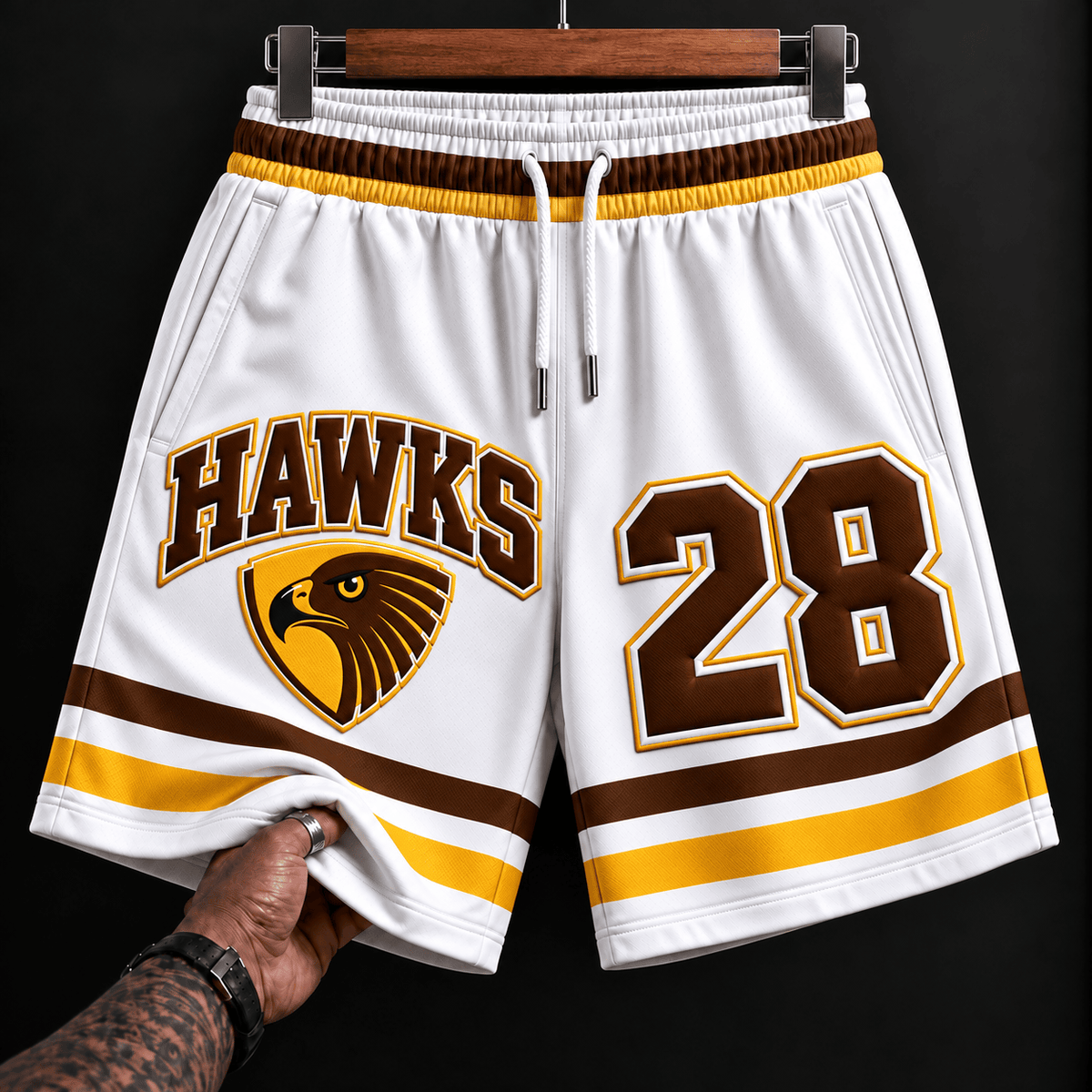 Hawthorn Hawks AFL New White Short Pants Custom Any Number Gifts