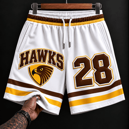 Hawthorn Hawks AFL New White Short Pants Custom Any Number Gifts