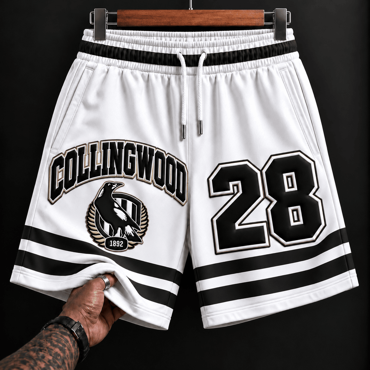Collingwood Magpies AFL New White Short Pants Custom Any Number Gifts
