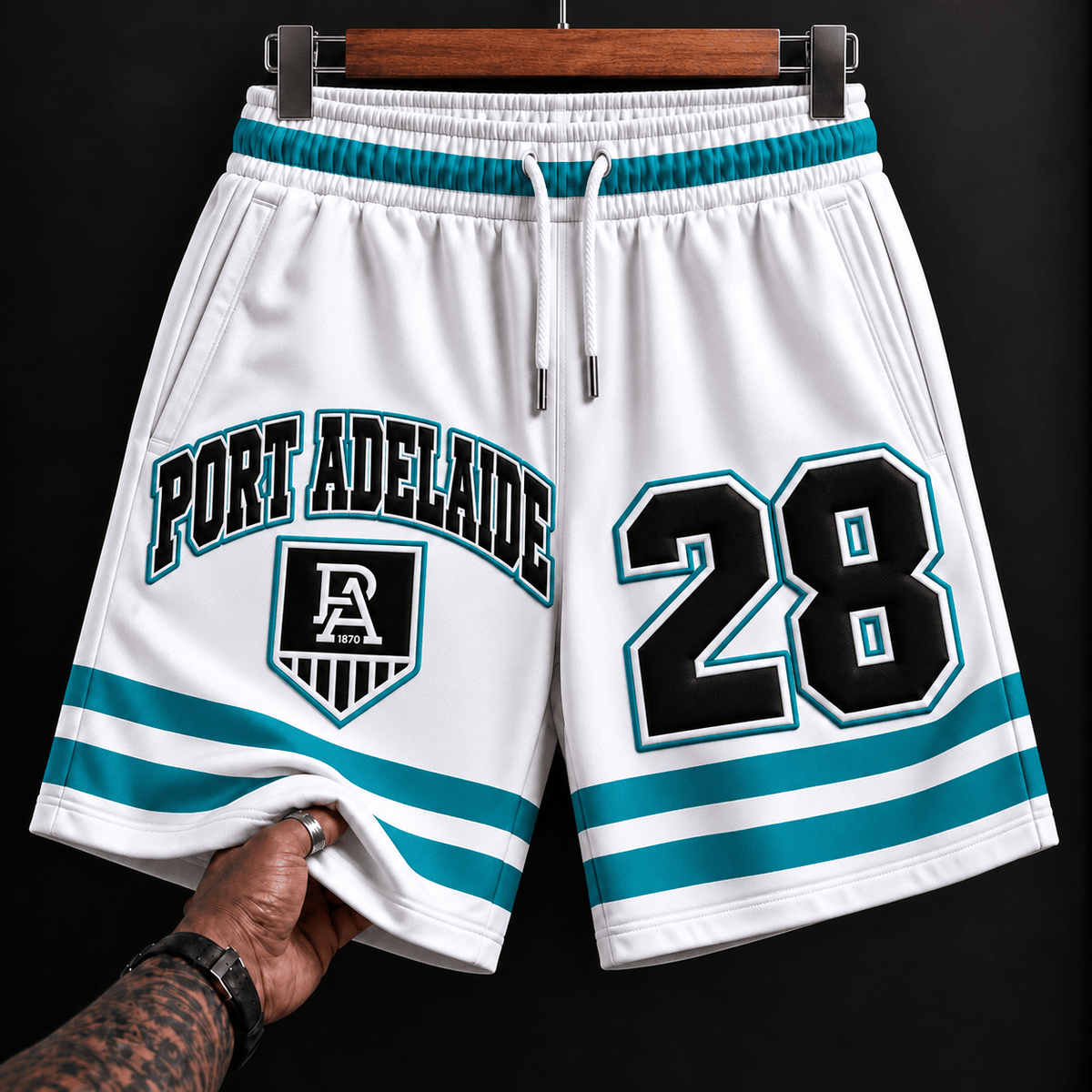 Port Adelaide Power AFL New White Short Pants Custom Any Number Gifts