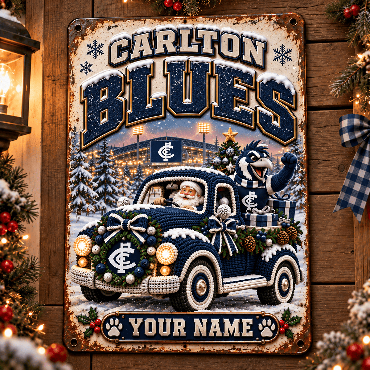 Carlton Blues AFL Special Christmas Metal Sign Custom Any Name
