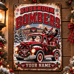 Essendon Bombers AFL Special Christmas Metal Sign Custom Any Name