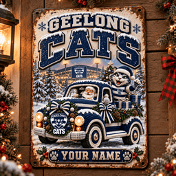 Geelong Cats AFL Special Christmas Metal Sign Custom Any Name