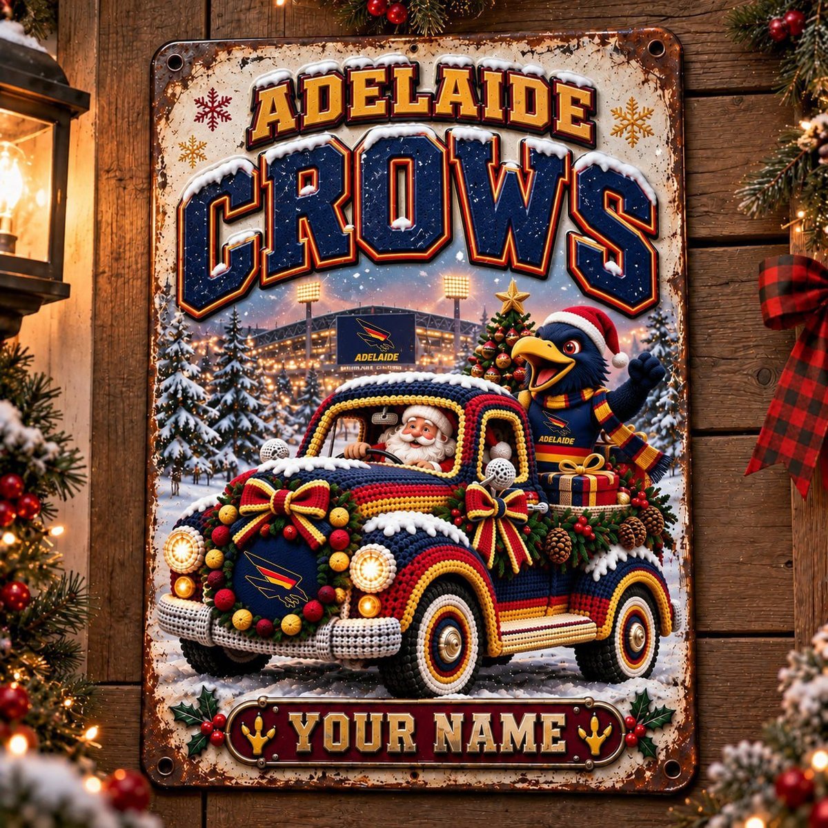 Adelaide Crows AFL Special Christmas Metal Sign Custom Any Name
