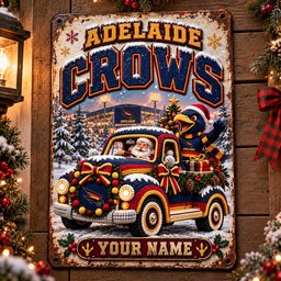 Adelaide Crows AFL Special Christmas Metal Sign Custom Any Name