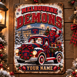 Melbourne Demons AFL Special Christmas Metal Sign Custom Any Name
