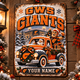GWS Giants AFL Special Christmas Metal Sign Custom Any Name
