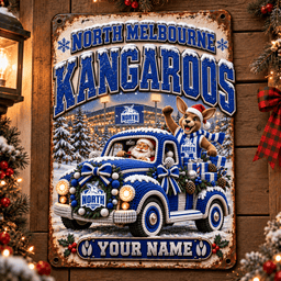 North Melbourne Kangaroos AFL Special Christmas Metal Sign Custom Any Name