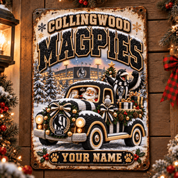 Collingwood Magpies AFL Special Christmas Metal Sign Custom Any Name