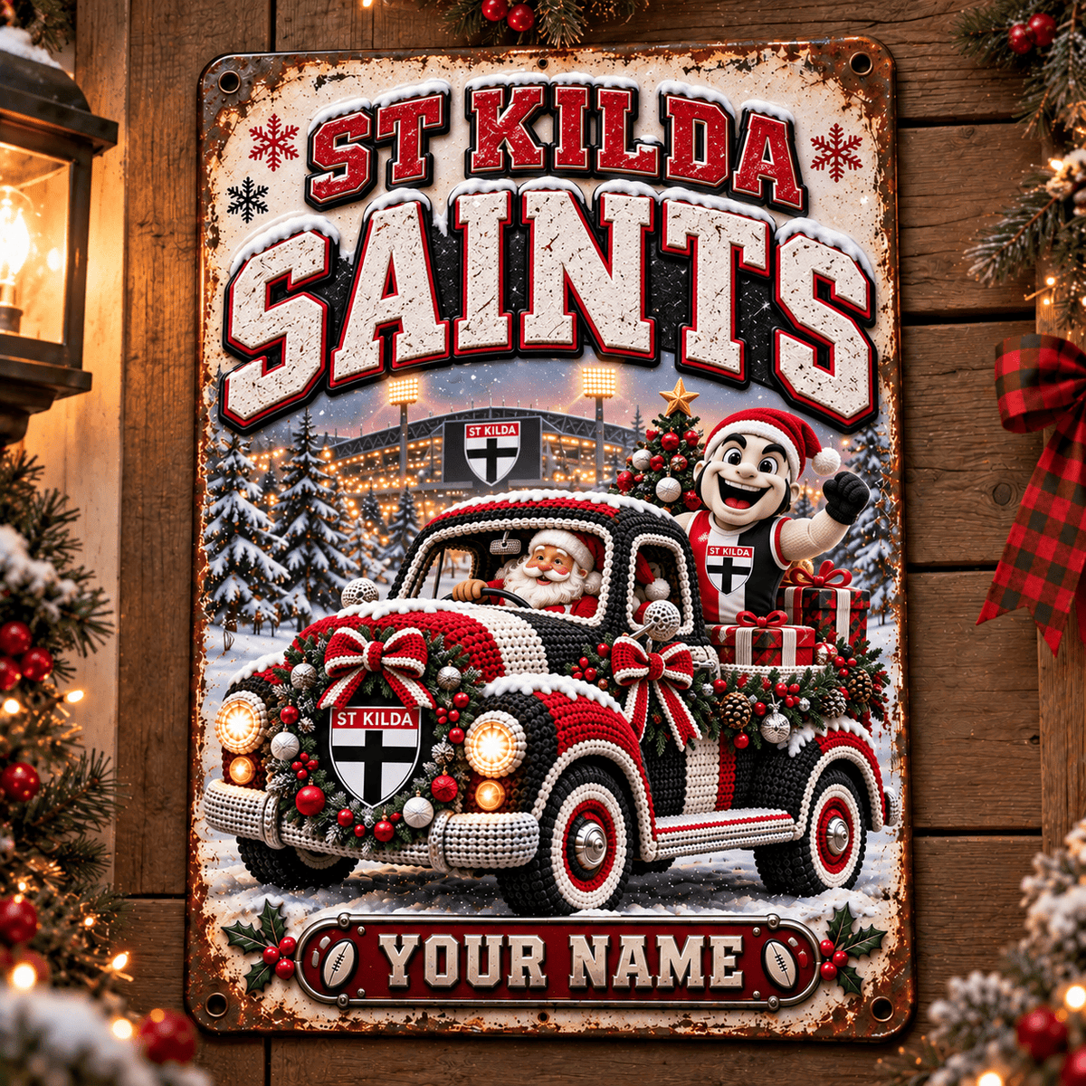 St Kilda Saints AFL Special Christmas Metal Sign Custom Any Name