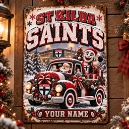 St Kilda Saints AFL Special Christmas Metal Sign Custom Any Name