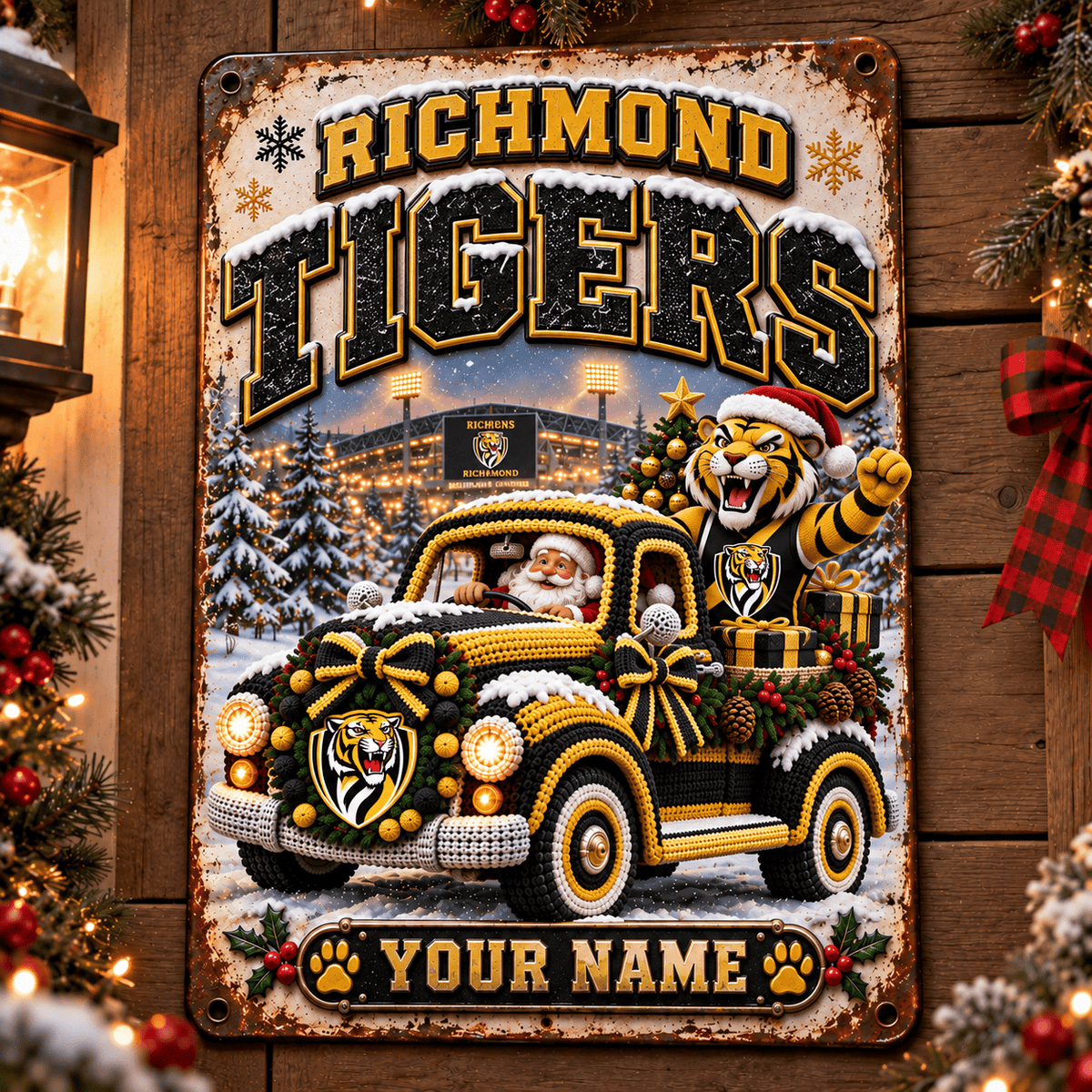 Richmond Tigers AFL Special Christmas Metal Sign Custom Any Name
