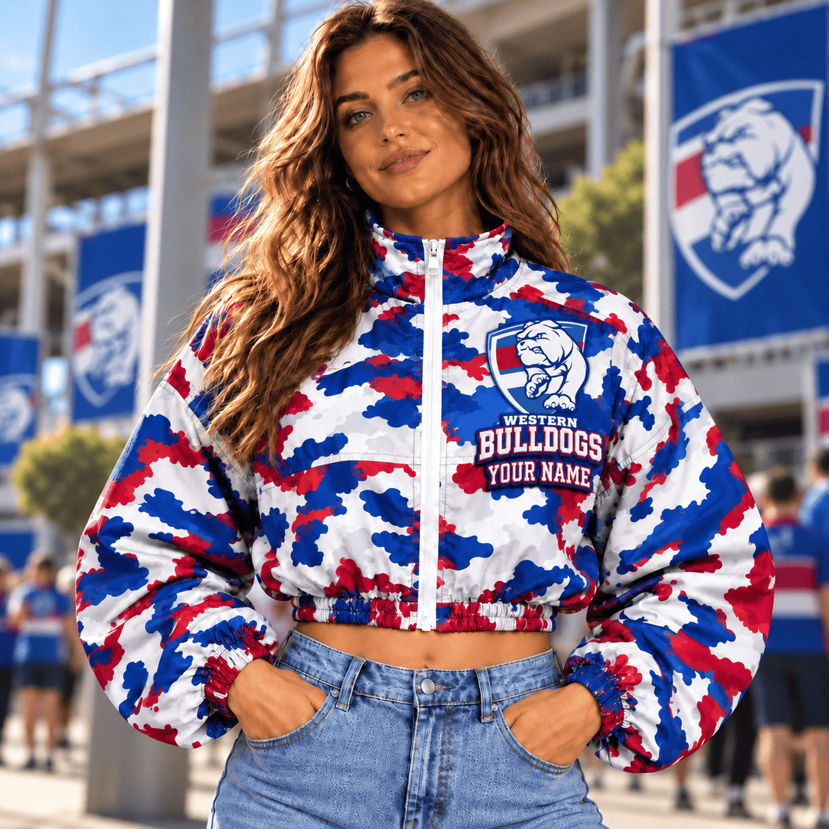Western Bulldogs AFL Special Woman Short Zip Jacket Custom Any Name