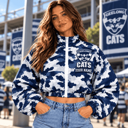 Geelong Cats AFL Special Woman Short Zip Jacket Custom Any Name