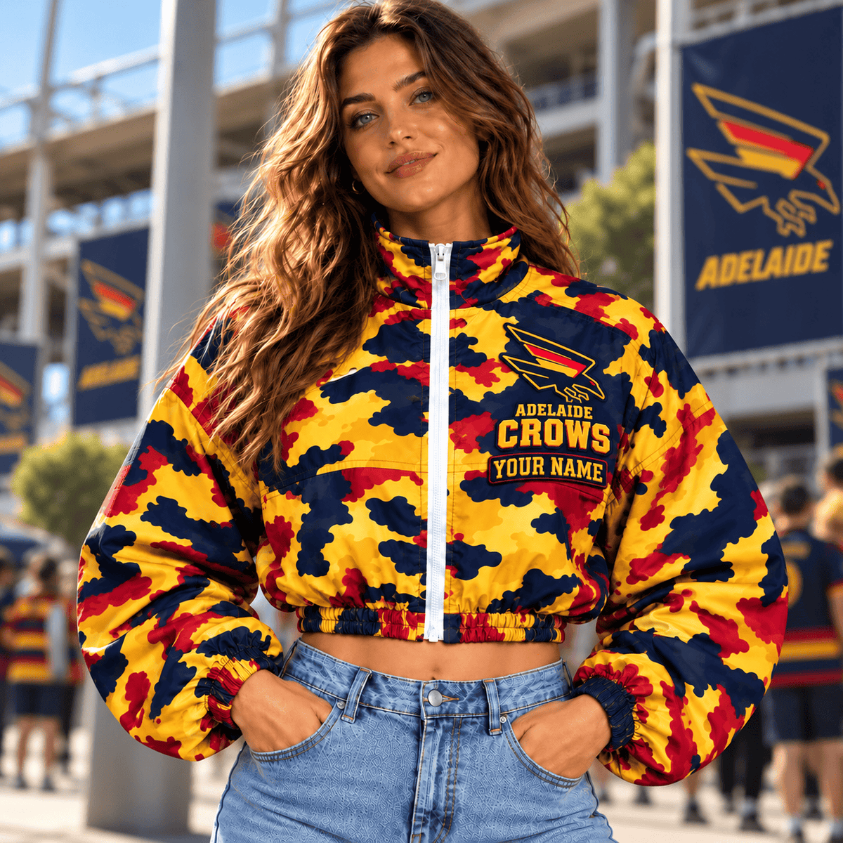 Adelaide Crows AFL Special Woman Short Zip Jacket Custom Any Name