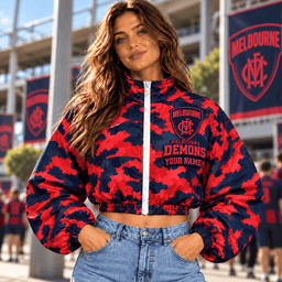 Melbourne Demons AFL Special Woman Short Zip Jacket Custom Any Name