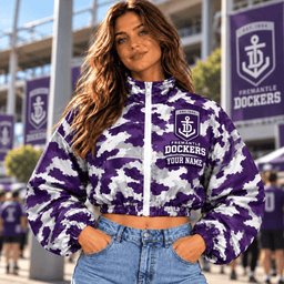 Fremantle Dockers AFL Special Woman Short Zip Jacket Custom Any Name