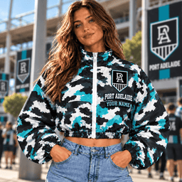 Port Adelaide Power AFL Special Woman Short Zip Jacket Custom Any Name