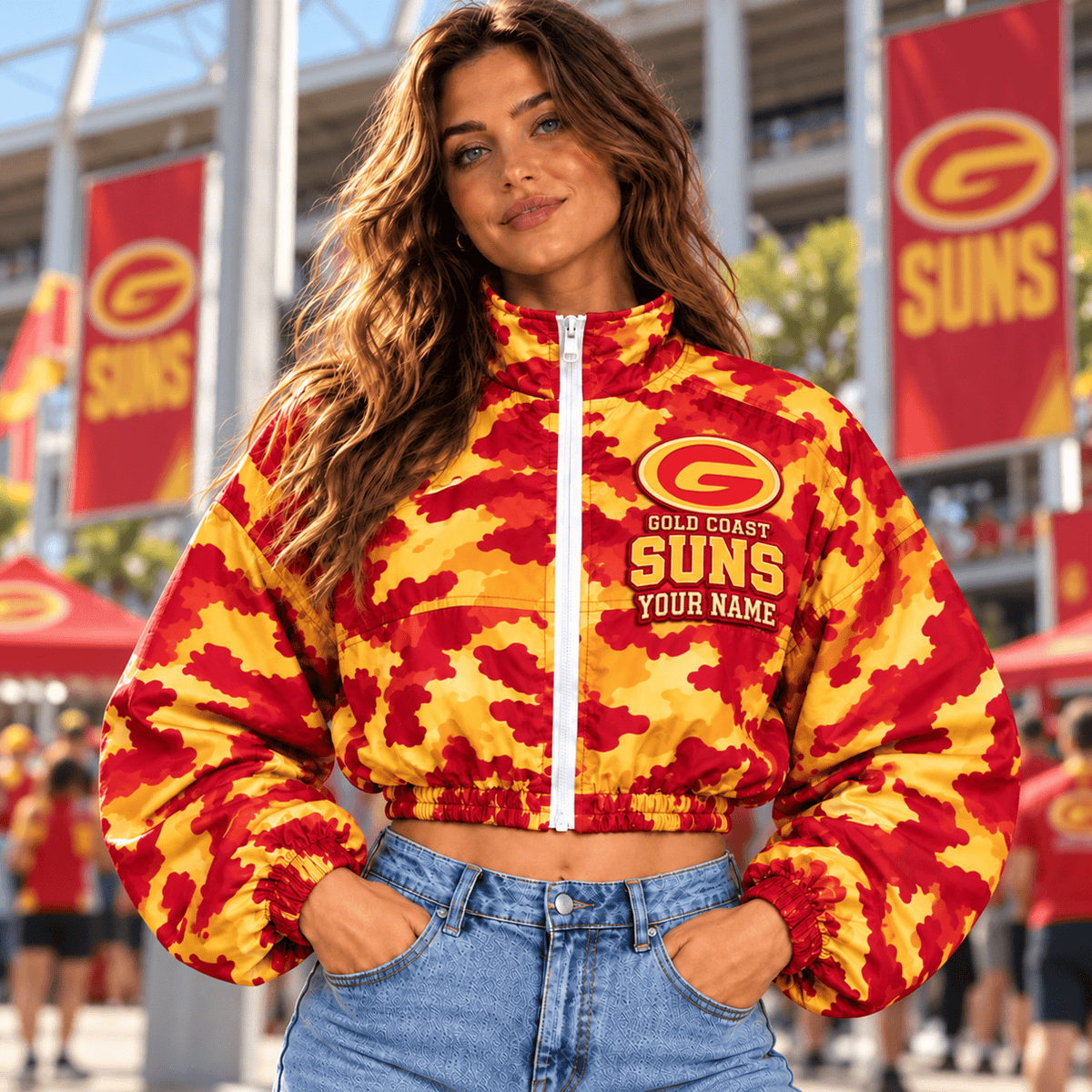 Gold Coast Suns AFL Special Woman Short Zip Jacket Custom Any Name