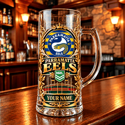 Parramatta Eels NRL Team Handle Glass Mug Custom Any Name Gifts