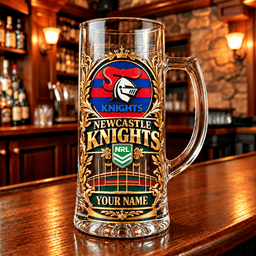 Newcastle Knights NRL Team Handle Glass Mug Custom Any Name Gifts